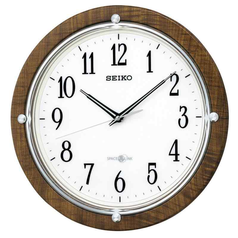 セイコークロック(Seiko Clock) 掛け時計 ナチュラル 衛星 電波 アナログ SPACE LINK スペースリンク 茶 木目 模様 GP212B