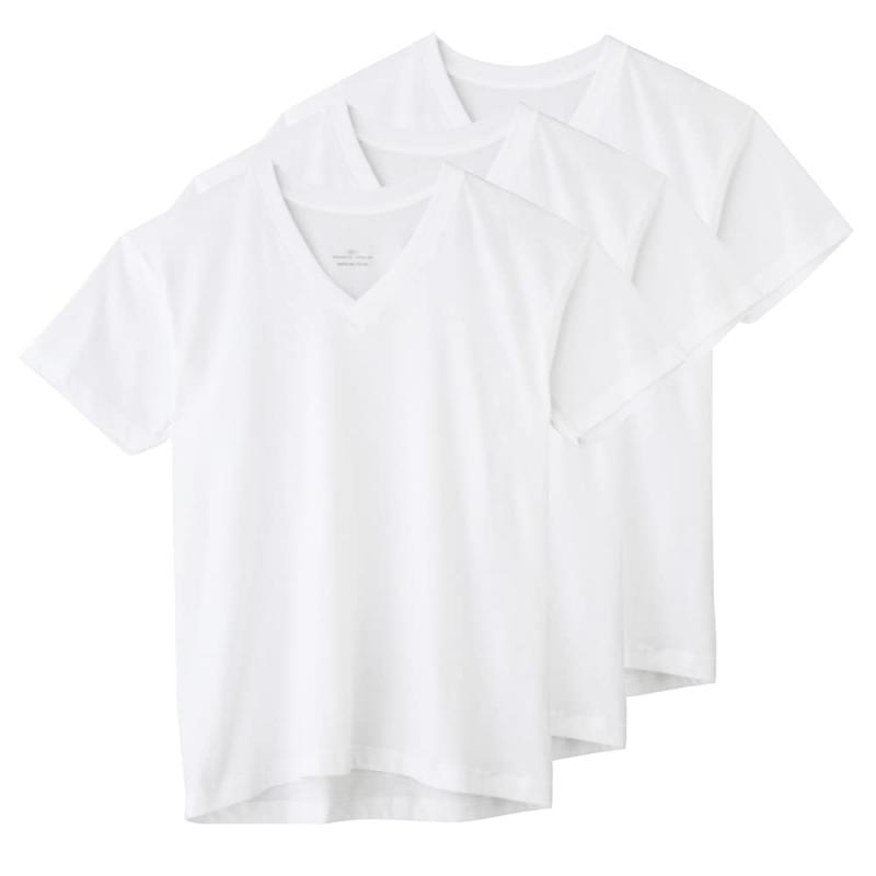 [ボディワイルド] Tシャツ 半袖 Vネック 綿100% 天竺 3枚組 BW50153 メンズ (NEW) ホワイト S
