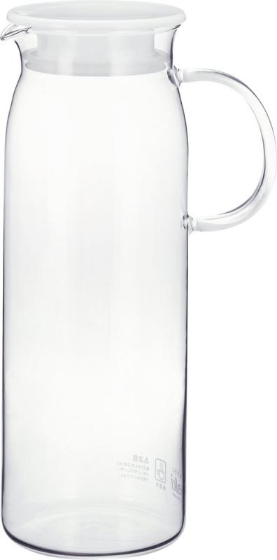 iwaki(イワキ) AGCテクノグラス？ 耐熱ガラス 麦茶ポット ピッチャー 1リットル 丸型 冷水ポット 冷水筒 ジャグ KT294-W