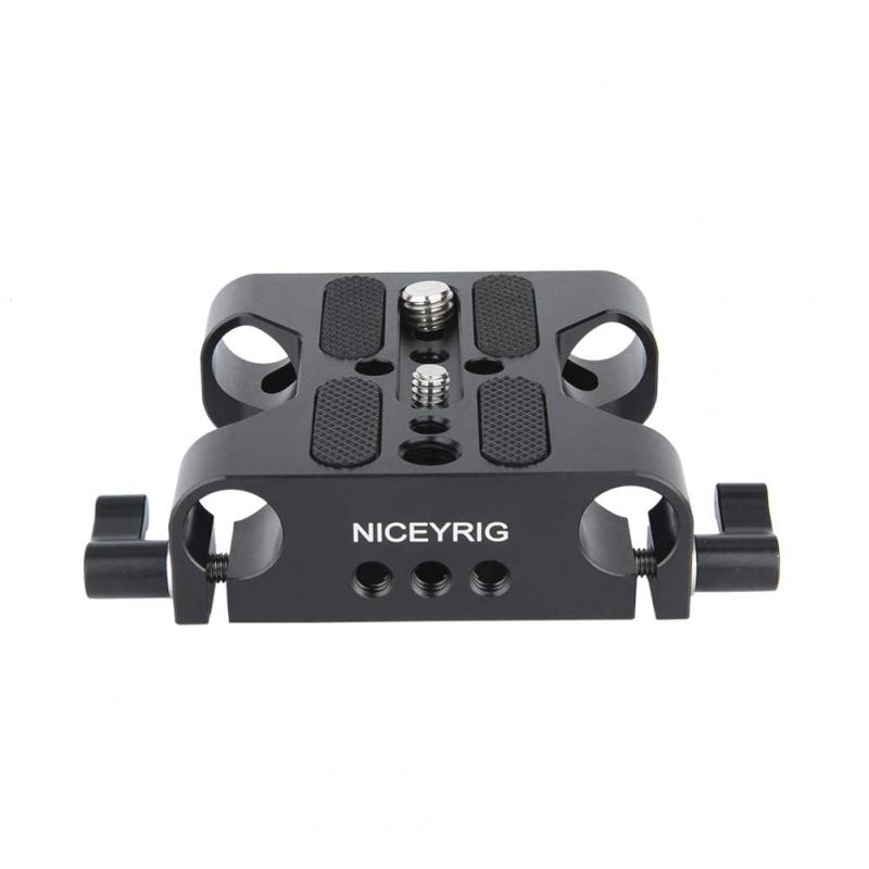 NICEYRIG カメラベースプレート 多用途U-ベース ロッドレールクランプ付き アルミ製 汎用ベースプレート ほとんどの一眼レフとマイクロカ