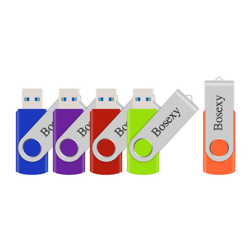 USBフラッシュメモリ 5個セット Bosexy USBフラッシュドライブ 回転式 (32GB, 青、紫、赤、緑、オレンジ)