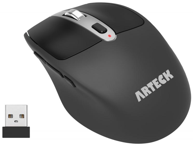Arteck 2.4G ワイヤレス マウス USBレシバー 人間工学に基づいた設計 静音クリック サイドボタン搭載 マウス コンピューター、デスクトッ