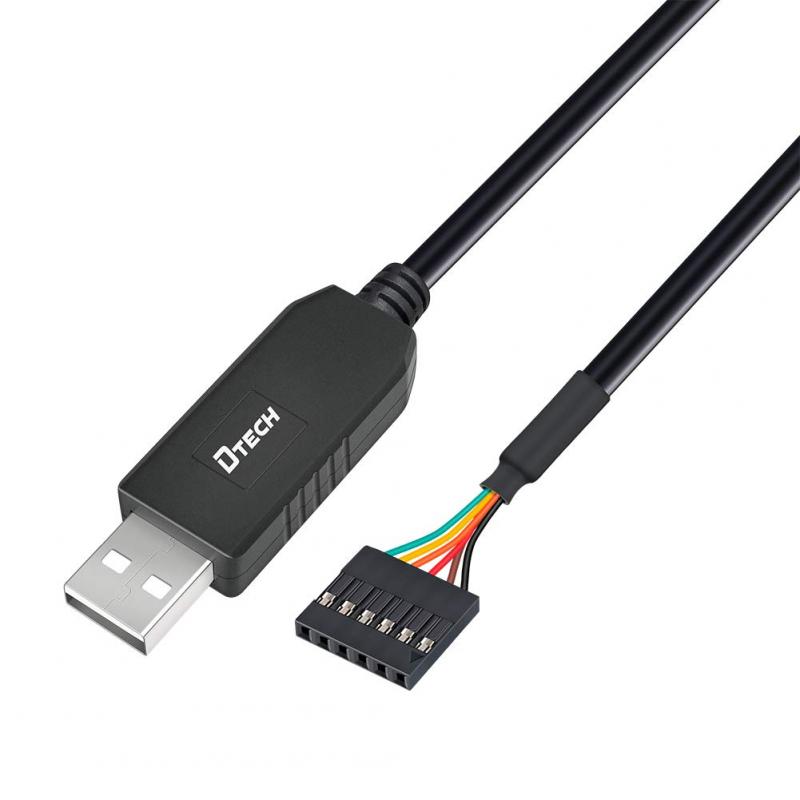 DTECH USB TTL シリアル 変換 ケーブル 5V FTDI チップセット 6ピン 2.54mm ピッチ メス コネクタ FT232RL USB UART シリアル コンバータ