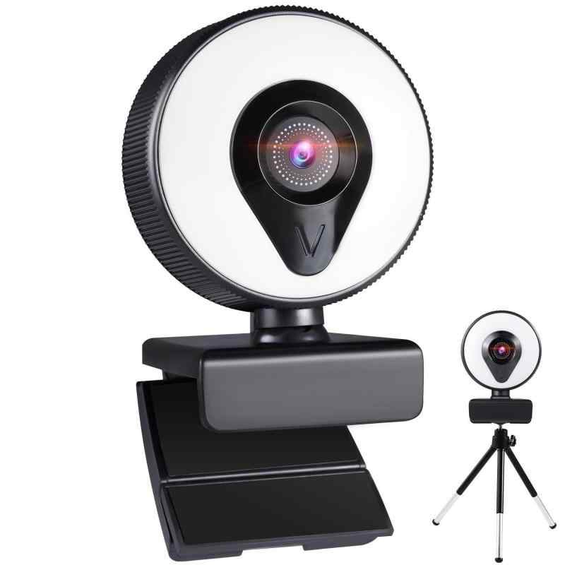 webカメラ LEDライト ウェブカメラ 三脚 マイク内蔵 110度広角 オートフォーカス usbカメラ 1080p 200万画素 30FPS PCカメラ 外付け Zoom