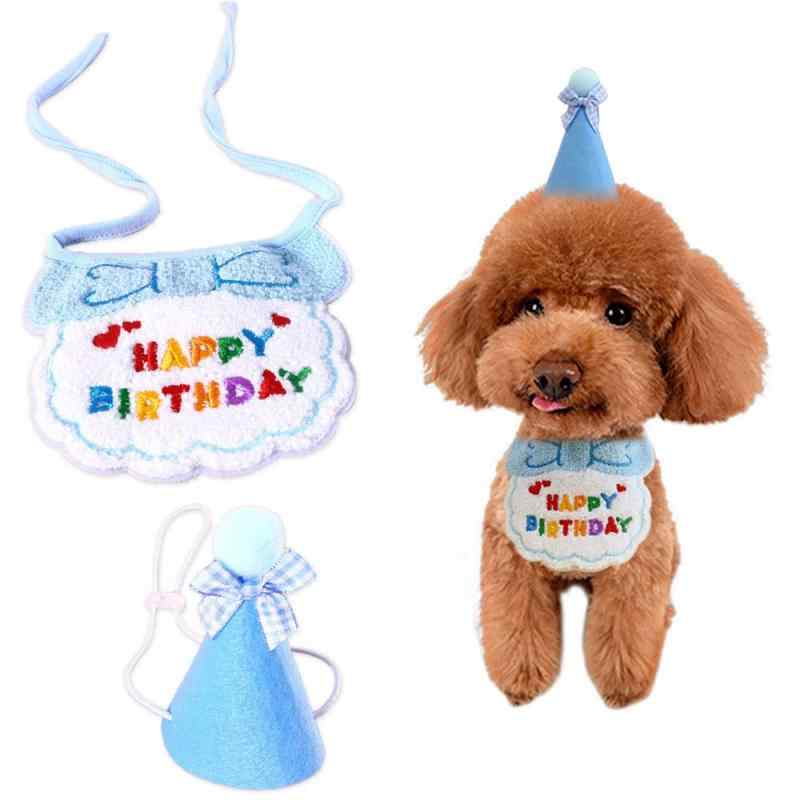 犬 誕生日帽子 猫 誕生日 犬 誕生日グッズ 誕生日プレゼント 誕生日帽子 （2点セット） 犬 誕生日 よだれかけ プレゼント ペット HAPPY B