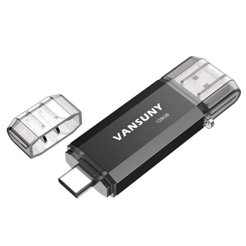 Vansuny USBメモリ タイプC フラッシュドライブ 2in1 USB 3.0 + USB Cメモリ (128GB, ブラック)