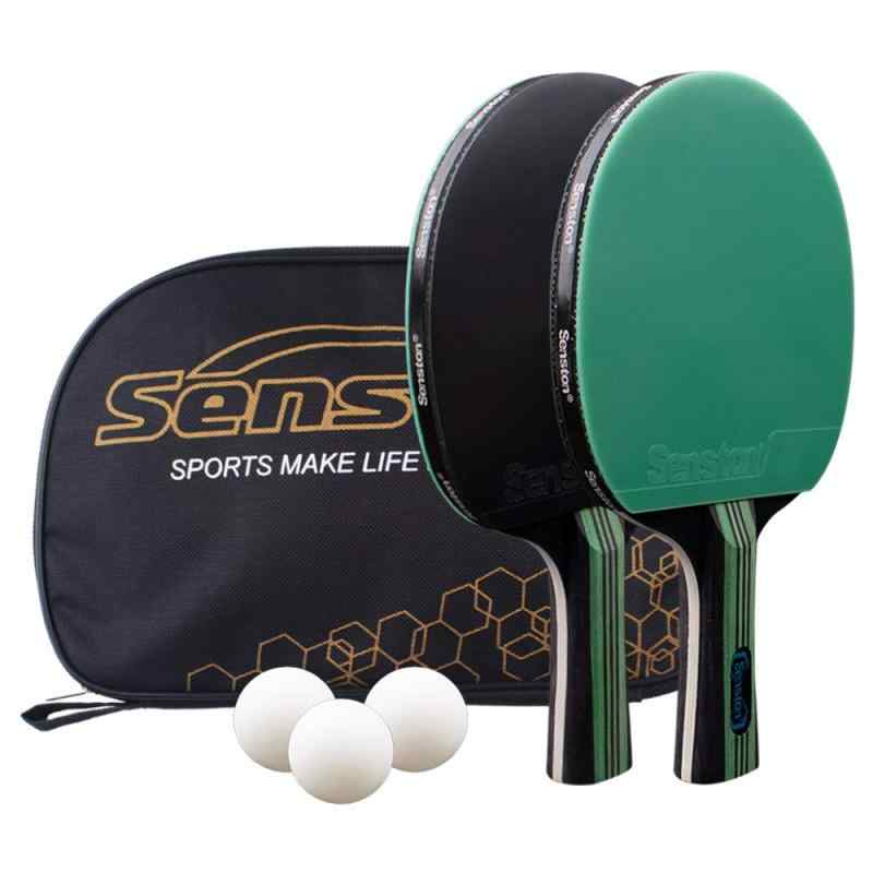 Senston 卓球セット 卓球ラケット 2本、ポータブルバッグ1個 、ピンポン球3個 つ 初心者 中高級プレイヤーのトレーニング、試合 (S6)