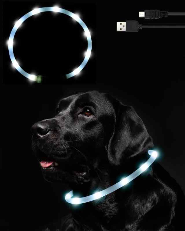 Nayouko 犬光る首輪 犬 散歩 ライト 犬の首輪 光る 夜間 USB充電式 軽量 小型犬 中型犬 大型犬 ペット用品 視認距離400mで夜間も安心 サ