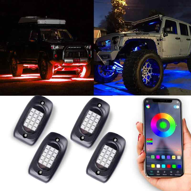 MOREFULLS LED アンダーライト 車 RGB ロックライト ライトキット 車用 音楽同期 ブレーキライト 多色 アプリ コントロール リモコン付