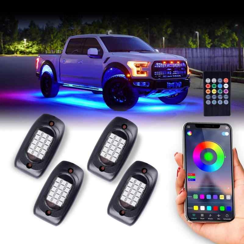 MOREFULLS LED アンダーライト 車 RGB ロックライト ライトキット 車用 音楽同期 ブレーキライト 多色APP コントロール リモコン付き ボ