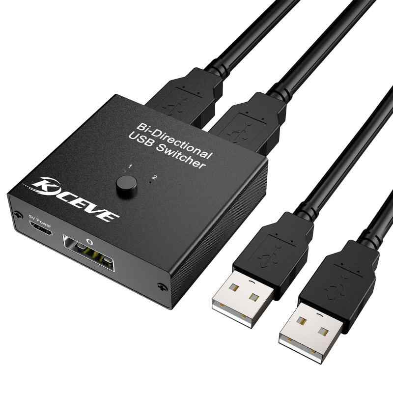 KCEVE USB切替器3.0、USBセレクター、高速転送USB切り替え、 PC2台用 2入力1出力手動切替器、1つのマウスキーボード (USB2.0 - 2 入力 1