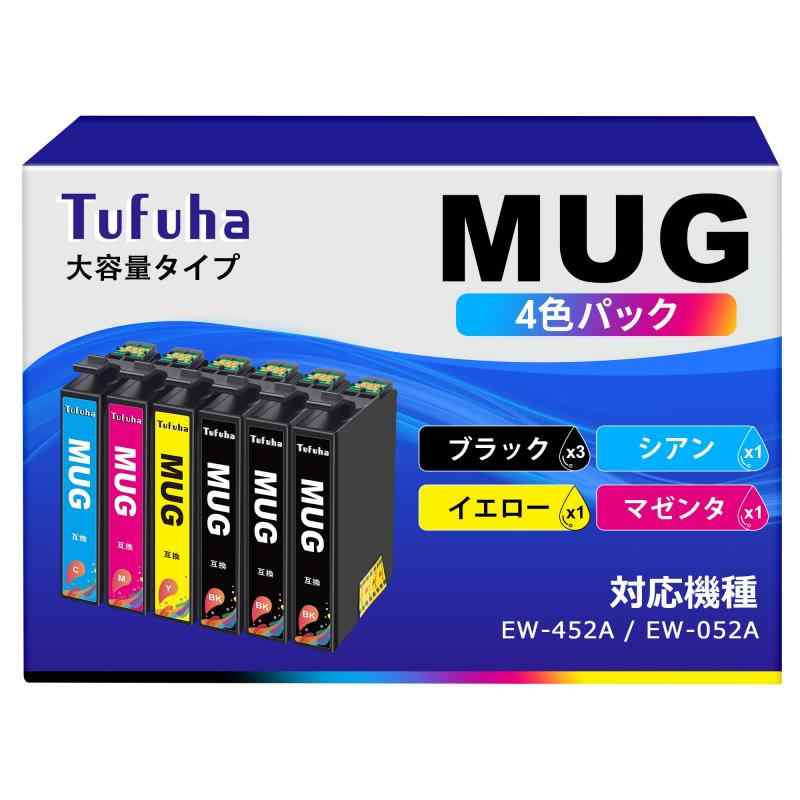 MUG-4CL マグカップ インク エプソン 用 MUG 互換インクカートリッジ マグカップ 4色パック+ MUG-BK 黒2本（合計6本セット） Epson 用 EW