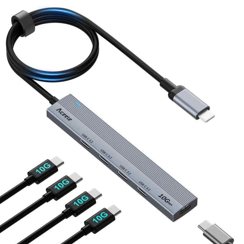 Aceele USB ハブUSB ポートウルトラスリム ハブ 延長ケーブル (4C(60cm))