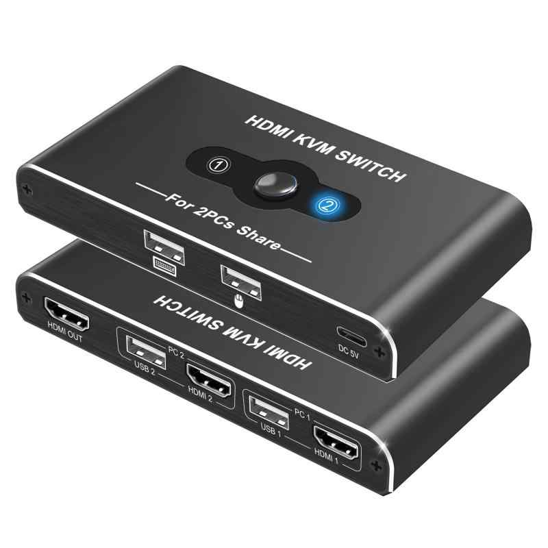 KVMスイッチ HDMI 2入力1出力 Movcle KVM USB 切替器 パソコン2台 キーボード/マウス/ディスプレイ1台共有できる切り替え器 4K@60Hz映像