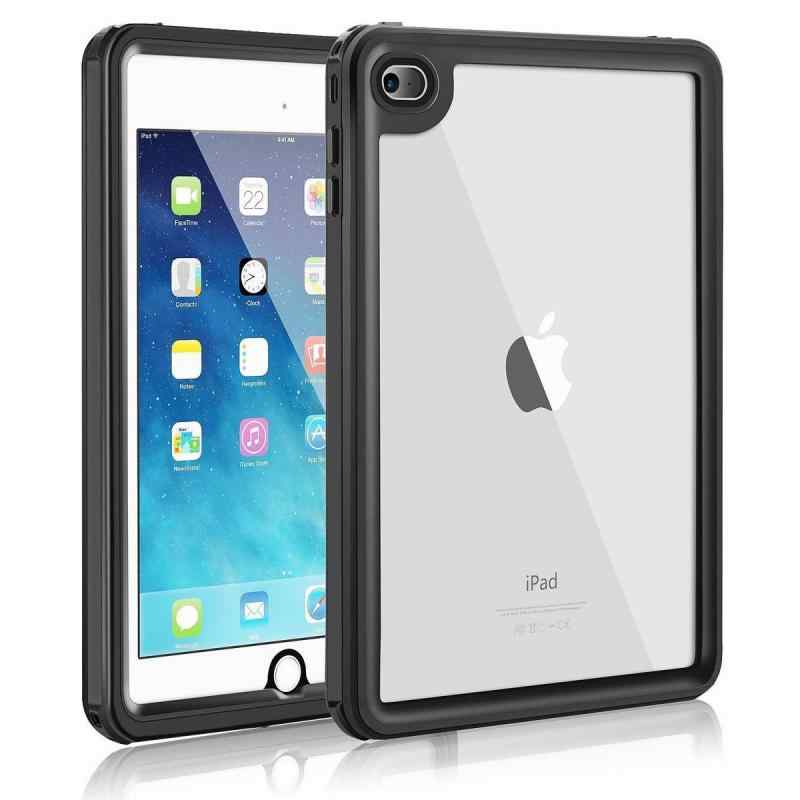 iPad mini4 ケース IP68防水 防塵 超薄 耐衝撃 カバー 衝撃吸収 全面保護 軽量 透明ケース 防水ケース ミニ4専用 (ブラック)