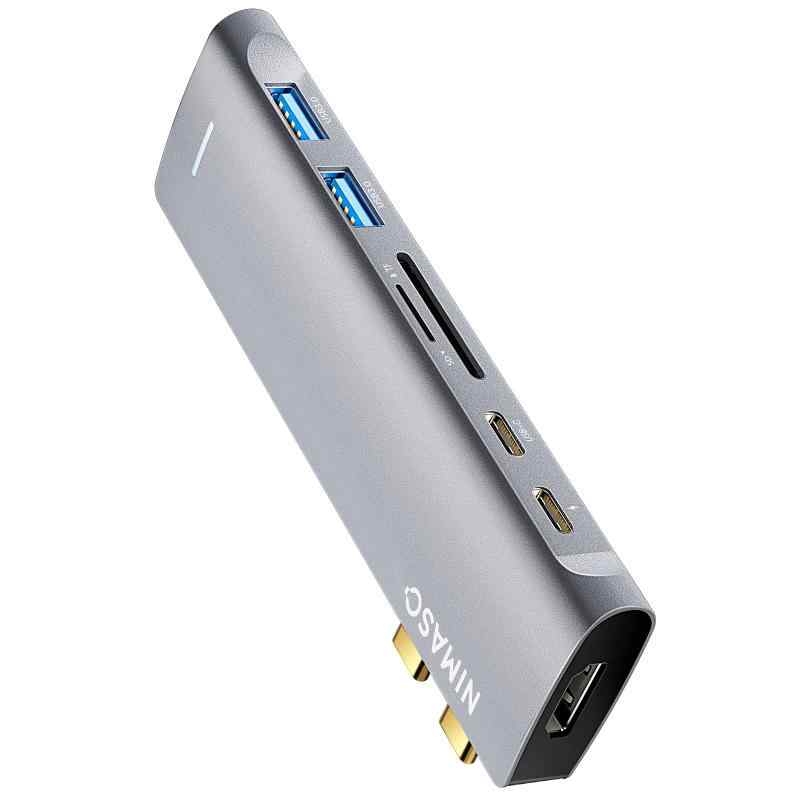 NIMASO 7-in-2 USB C ハブ MacBook Pro/Air 専用 【100W PD対応 Thunderbolt 3 ポート/USB C 3.0 ポート / 4K 30Hz HDMI 出力ポート / 2