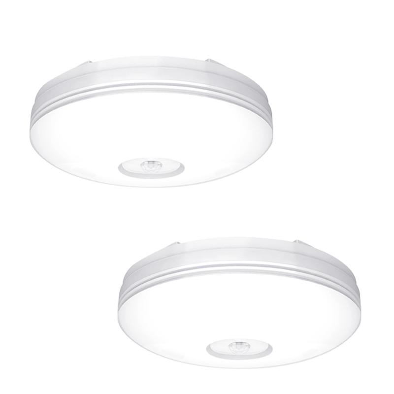 aurogeek LEDライト小型 照明器具 天井 シーリング 内玄関 廊下灯 天井照明 簡単取付 昼白色 900lm (2個セット センサー, 昼白色)