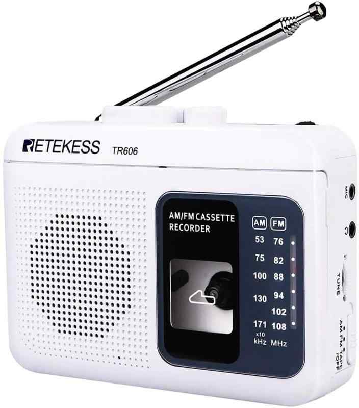 Retekess TR606 カセットプレーヤー ポータブルカセットテープ AM FMラジオ付き AC電源/乾電池 録音 MIC 高速再生 両親への贈り物 クリス