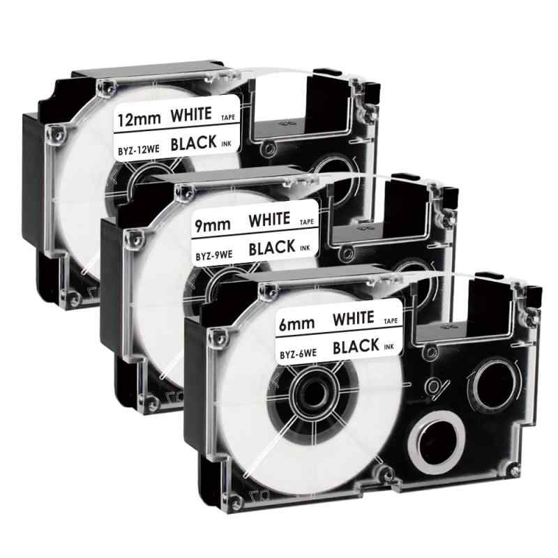 YUU カシオ ラベル ネームランド テープ 6mm 9mm 12mm 透明 黒文字 テープ カートリッジ と互換性 ネームランド ラベル テープ XR-9WE X
