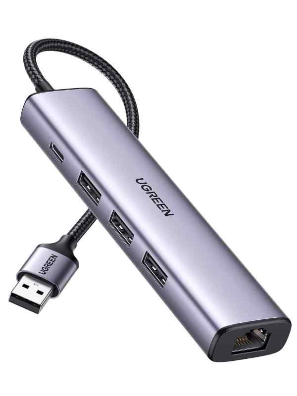 USB 3.0 有線LANアダプター スイッチ 1000Mbps 5-in-1 3*USBポート USB-C給電ポート USBハブ ギガビット RJ45 ノートパソコン PC MacBoo
