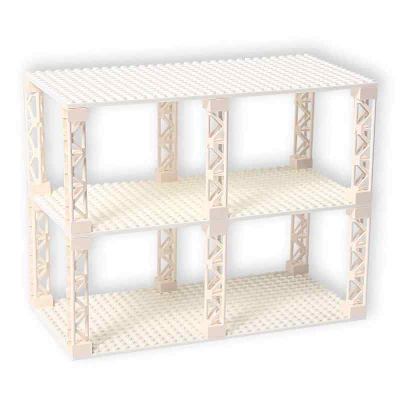 INIBUD 基礎板 ブロック プレート クラシック 互換性 16×32ポッチ 両面 柱付き 板3枚 柱12本 セット (ホワイト)