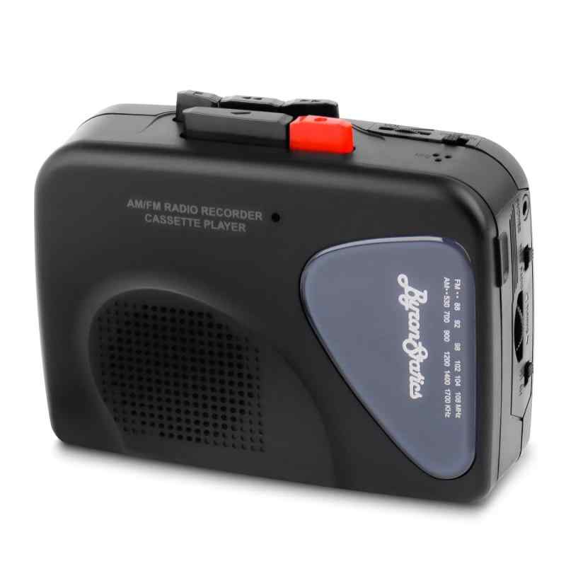 ByronStatics ポータブルカセットプレイヤー レコーダー FM AM ラジオ ウォークマン テーププレーヤー 内蔵マイク スピーカー 手動録画 V