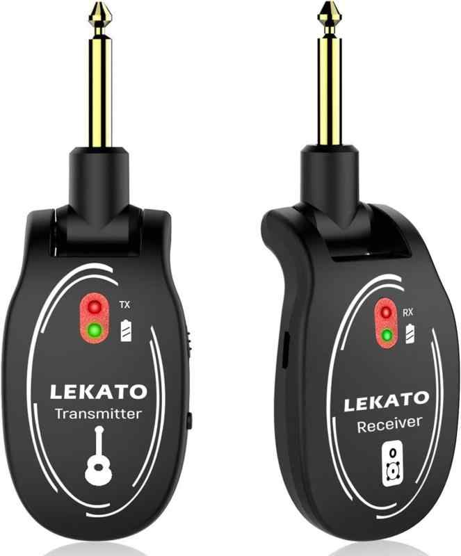 LEKATO ワイヤレス ギター システム 2.4GHz ワイヤレス オーディオ エレキギター 送信機 受信機 デジタル 内蔵式リチウム電池 エレキギタ