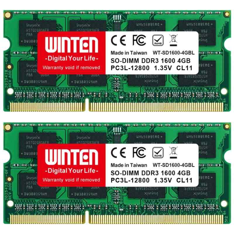 WINTEN ノートPC用 メモリ 8GB(4GB×2枚) PC3L-12800(DDR3L 1600)製品5年低電圧対応 DDR3L SDRAM SO-DIMM 内蔵メモリー 増設メモリー WT-