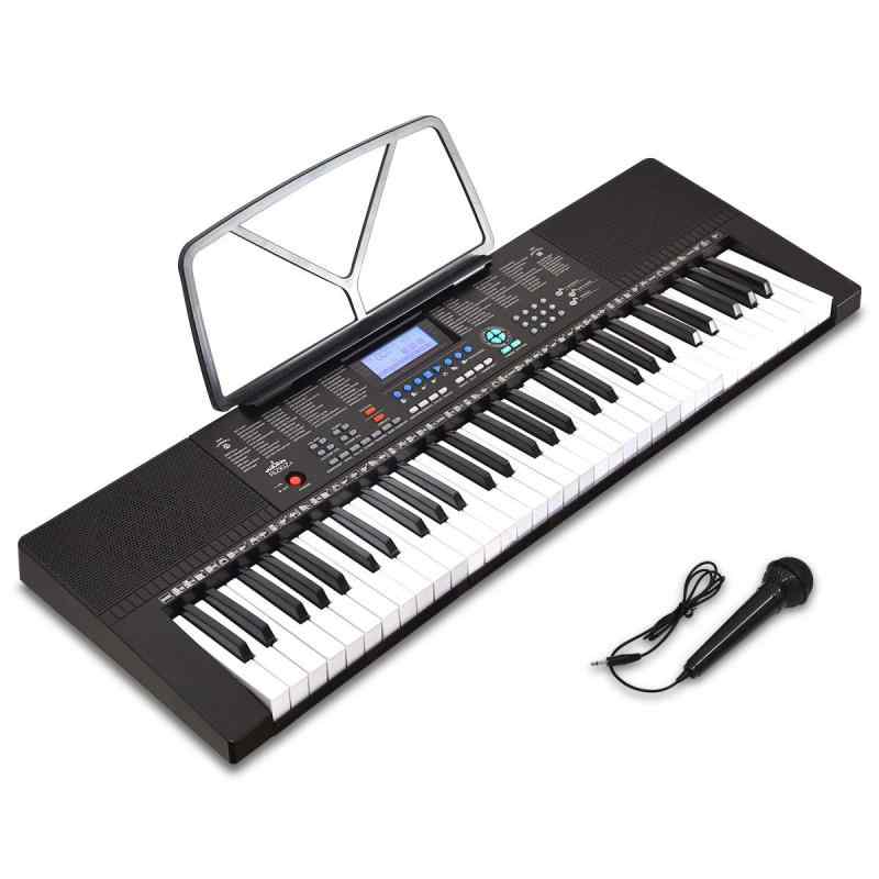 電子キーボード 61鍵盤 350種類の楽器音色 リズム 61種類のキーボードパーカッション マイク付 LCDディスプレイ 自動伴奏 録音 レコーデ