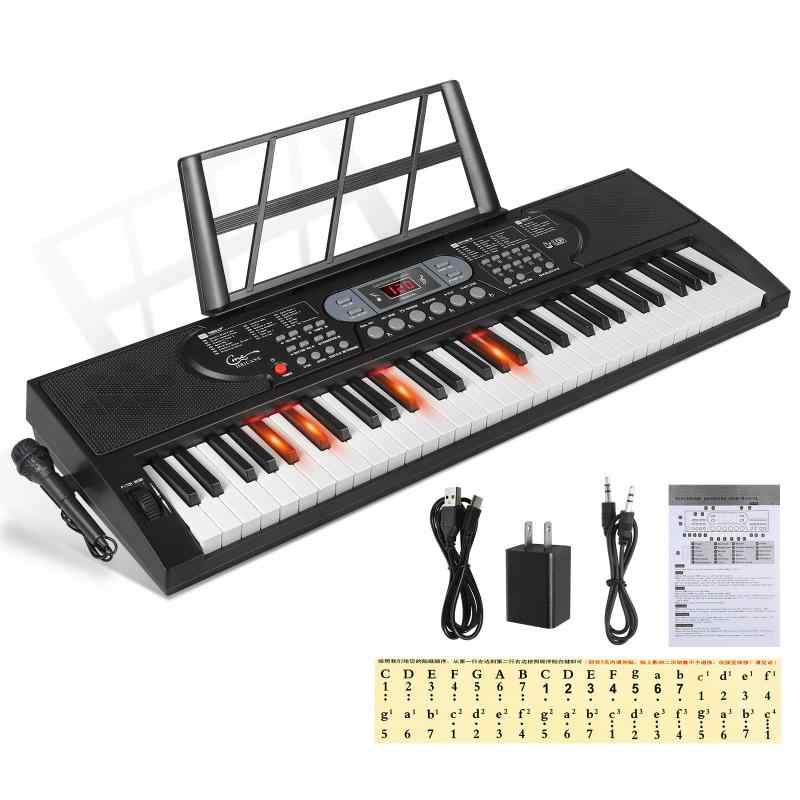 Hricane キーボード ピアノ 電子ピアノ 61鍵盤 200種類音色 200種類リズム 60曲デモ曲 LCDディスプレイ搭載 光る鍵盤 楽器 日本語パネル