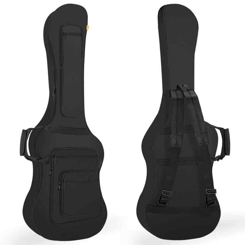 ギターケース アコースティックギター ギグ 軽量 ソフト ケース フォークギター 大容量ポケット付き (エレキギターケース)