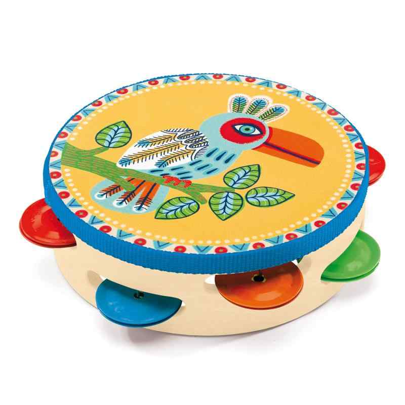 おもちゃ 楽器 タンバリン 木のおもちゃ 打楽器 赤ちゃん 知育玩具 パーカッション たいこ DJECO ジェコ アニマンボシリーズ タンバリン