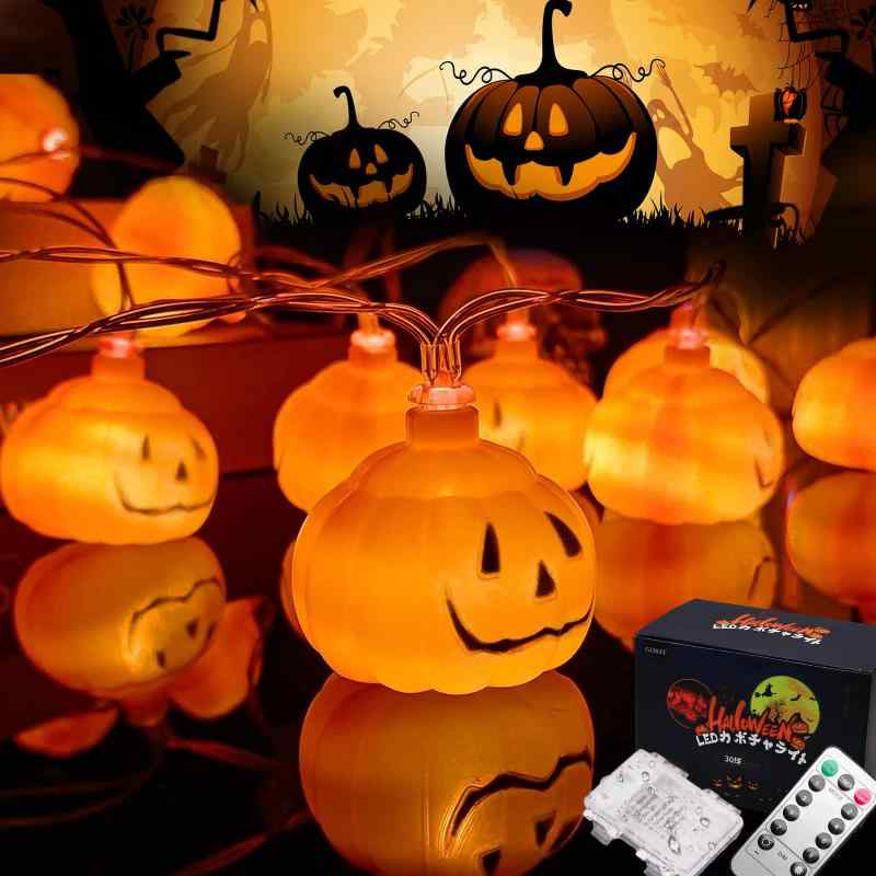 GOKEI ハロウィン 飾り カボチャ ライト 30球全長4.5M 電池式 点灯パターン8種類 LED ハロウィン かぼちゃ LED装飾 Halloween おばけ パ