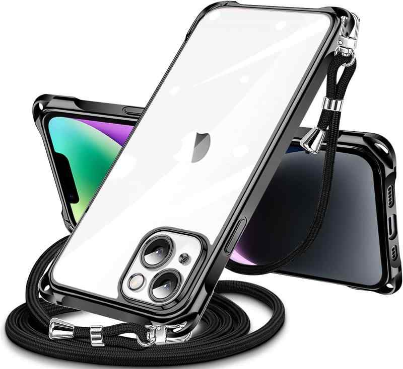 iPhone ケース クリア ショルダー iphone スマホケース アイフォン カバー 肩掛け 斜めかけ 縄掛けケース 透明 TPU ストラップ付き 携帯