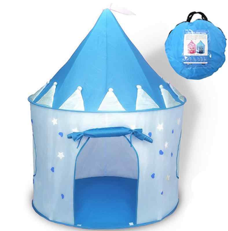 Actnow キッズテント 子供用遊ぶハウス 屋内でも 屋外でも 可愛い お城テント 折りたたみ式 遊具テント (ブルー)