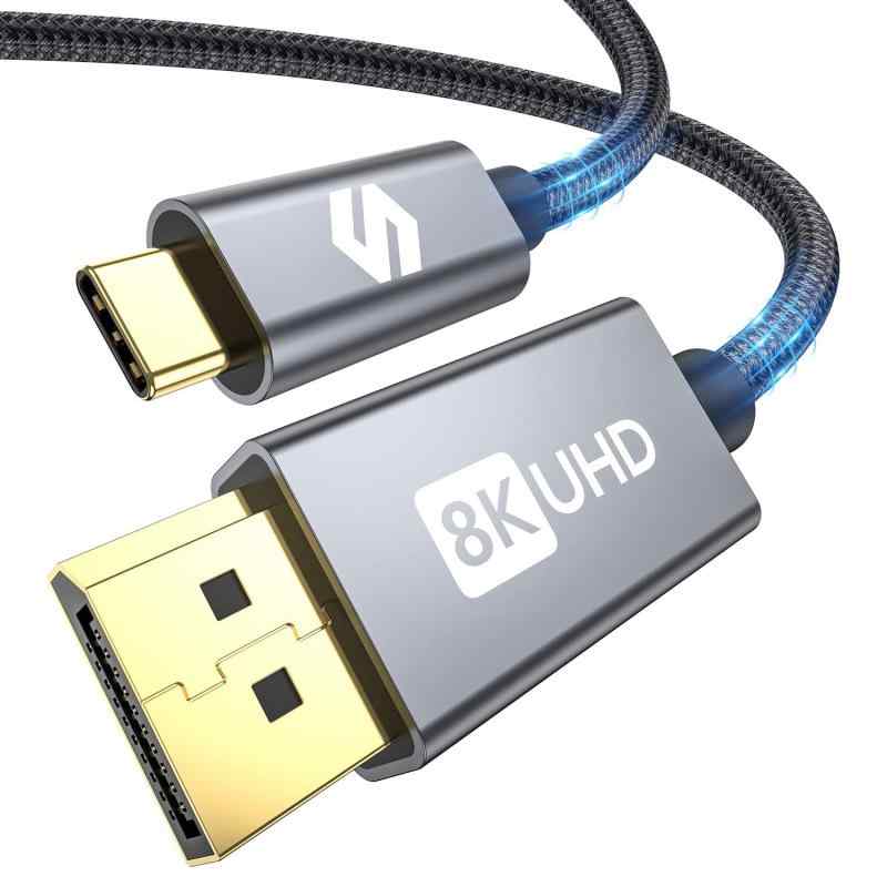 Silkland 8K@60Hz USB-C DisplayPort 変換ケーブル DP1.4規格 Thunderbolt 4 DisplayPort ケーブル 4K@240Hz 4K@144Hz タイプC to ディス