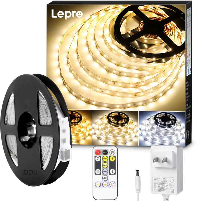 Lepro LED テープライト ledテープ 電球色・昼光色 明るさ調整 間接照明 付き 調光調色 イルミネーションライト 3pin 2835D カット可能