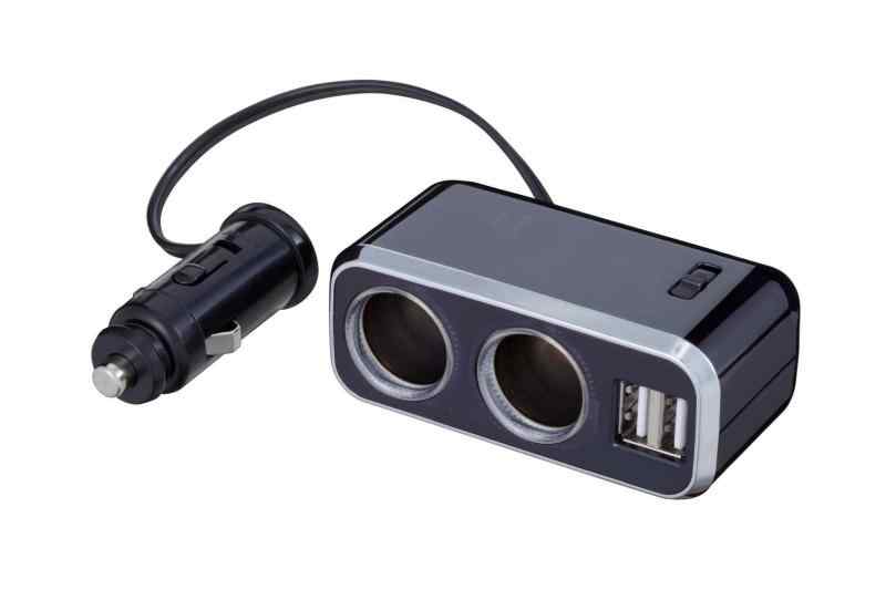 ナポレックス(Napolex) Fizz 車用シガーソケット2連 USB端子2口 USB2 4A 12V車専用ヒューズ付10A(30mm) 通電モニター付 角度調整付 タブ