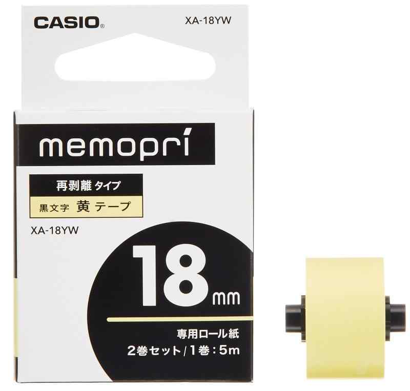 カシオ メモプリ テープ XA-18YW イエロー