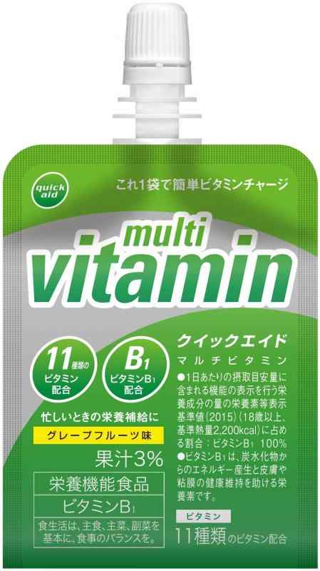 quick aid(クイックエイド) マルチビタミン 180g×30袋 [ 11種類のビタミン グレープフルーツ味 栄養機能食品 ゼリー飲料 ]