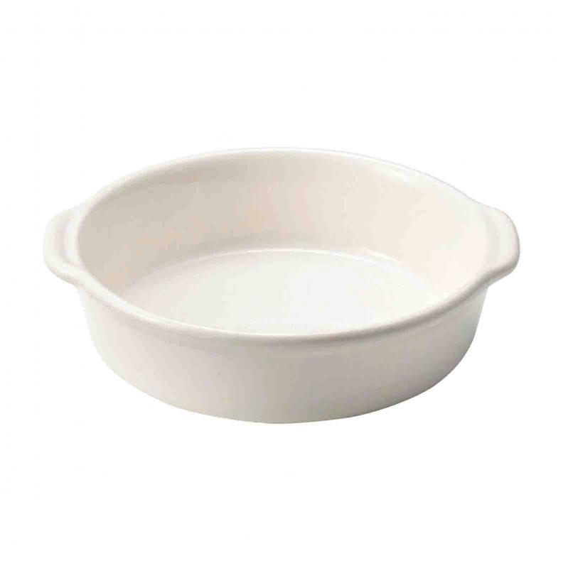 三陶(Santo) 萬古焼 グラタン皿 一人用 小さめ ココット 直径約15cm 耐熱 陶器 オーブン対応 電子レンジ 食洗器対応 ホワイト日本製