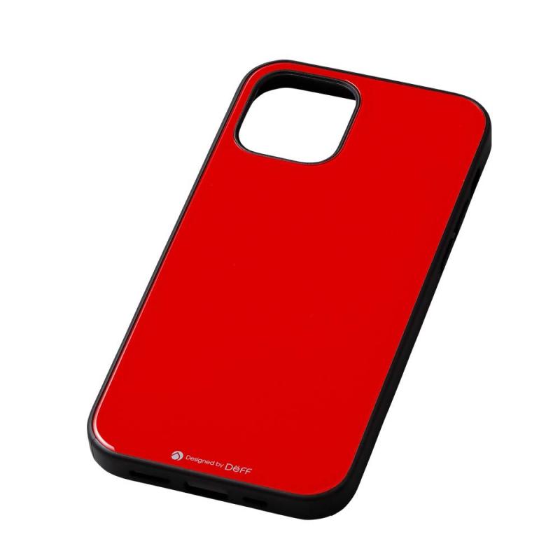 Deff（ディーフ） Hybrid Case Etanze（エタンゼ） for iPhone 12 mini 背面ガラス＆TPU ハイブリッドケース (レッド)