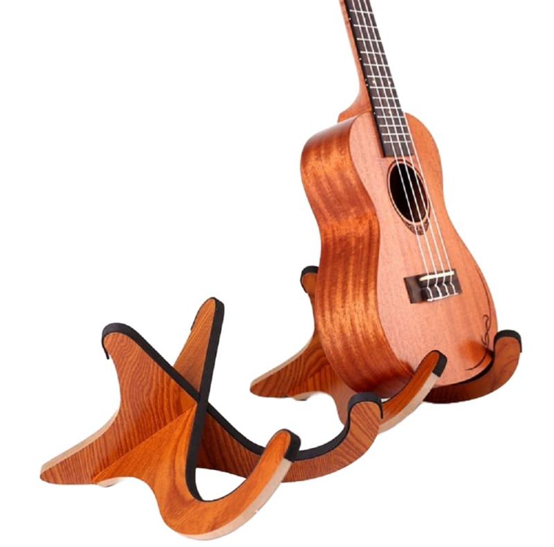 Homefunny X型 木製 折り畳み式 楽器スタンドホルダーサポーター ウクレレ/マンドリン/ヴァイオリン用