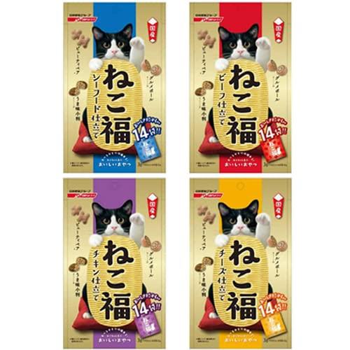 ねこ福 猫用おやつ 4種 (シーフード・ビーフ・チキン・チーズ) セット (各種3g×14袋入り) 国産