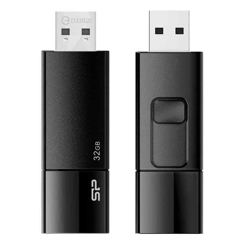 シリコンパワー USBメモリ 8GB USB3.0 スライド式 Blaze B05 (32GB, ブラック)