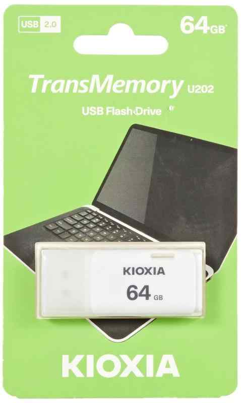 64GB USBメモリ USB2.0 KIOXIA キオクシア TransMemory U202 キャップ式 ホワイト 海外リテール LU202W064GG4
