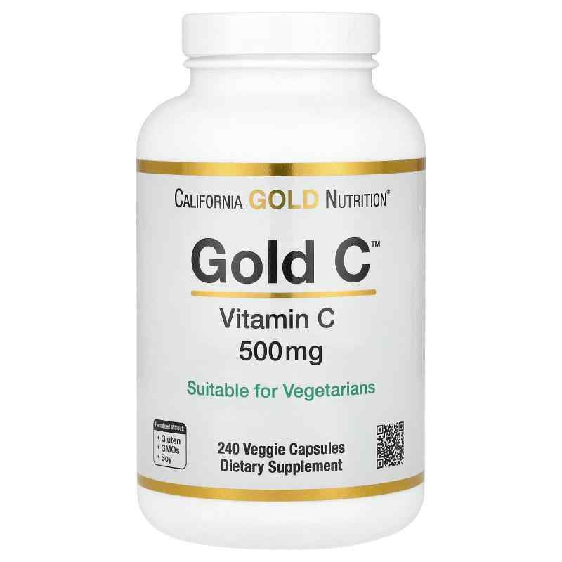 California Gold Nutrition, Gold C（ゴールドC）、USP グレードビタミンC、500mg、ベジカプセル240粒