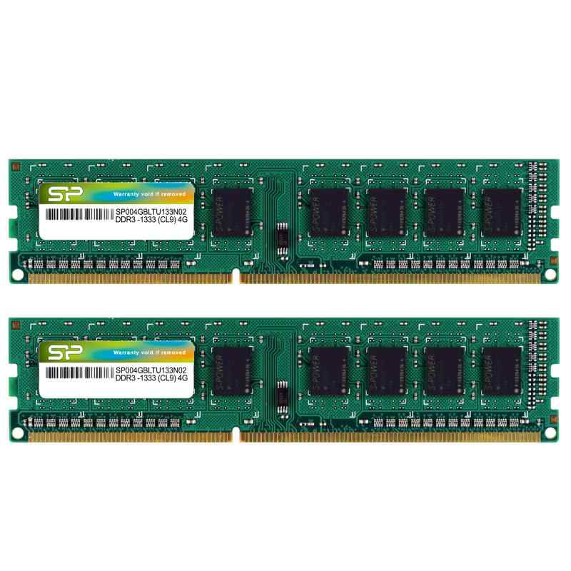 SP Silicon Powerシリコンパワー デスクトップPC用メモリ 240Pin DIMM DDR3-1333 PC3-10600 4GB×2枚 SP008GBLTU133N22