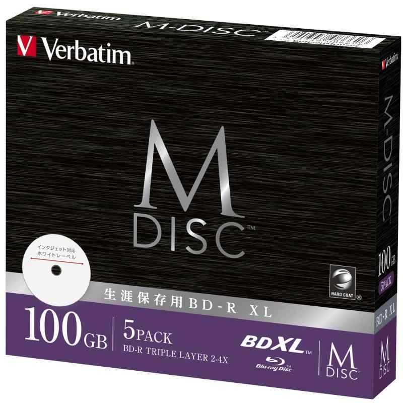 ？バーベイタム(Verbatim) バーベイタム Verbatim 長期保存 M-DISC BD-R XL 1回記録用 2-4倍速 100GB 5枚 印刷対応ホワイトレーベル ブル