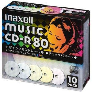 maxell 音楽用 CD-R 80分 インクジェットプリンタ対応デザインプリントワイド印刷) 10枚 5mmケース入 CDRA80PMIX.S1P10S